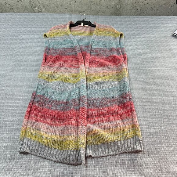 MOTH Sleeveless Cardigan XS / S Mohair Blend Colorful Striped‎ Lagenlook Artsy - Picture 1 of 10